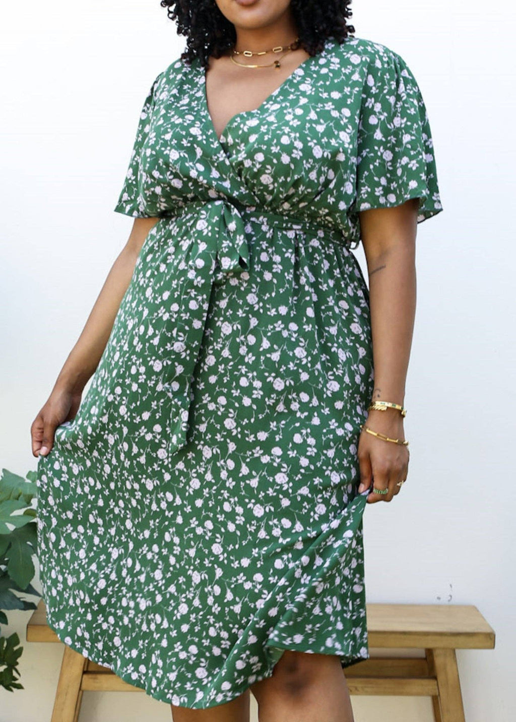 Plus Size Green Maxi Dress with Pink Floral Print – Best You Boutique LLC