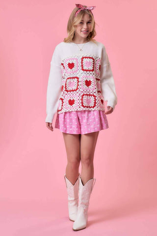 Heart Crochet Valentine Sweater