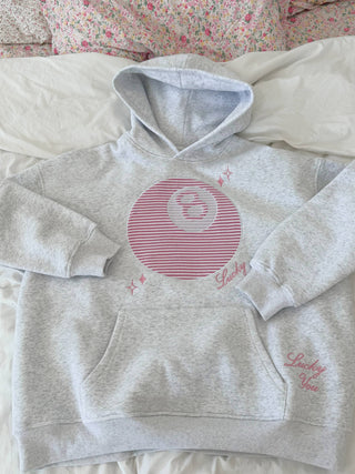 Sunkissed Coconut Pearl Grey Lucky You 8 Ball Embroider Hoodie