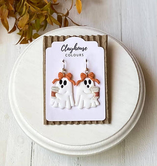 Clayhouse Colours - Ghost Coffee Halloween Earrings : Ghost
