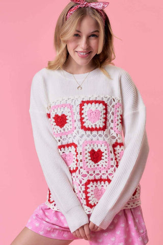 Heart Crochet Valentine Sweater