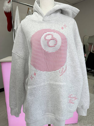 Sunkissed Coconut Pearl Grey Lucky You 8 Ball Embroider Hoodie