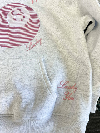 Sunkissed Coconut Pearl Grey Lucky You 8 Ball Embroider Hoodie