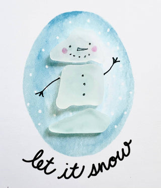 Sook & Hook - Let it Snow Snowman Sea Glass Art
