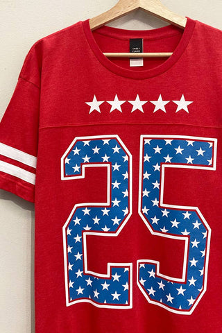 Patriotic Sporty Oversized Varsity Red T-Shirt