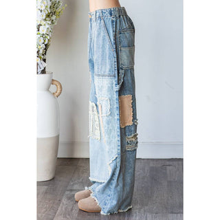 Oli And Hali Patchwork Frayed Hem Denim Jeans