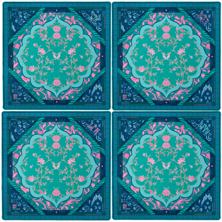 Oh My Mahjong Esme Floral Mahjong Mat – Teal & Pink
