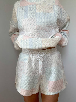 Blue Cottagecore Patchwork Quilted Shorts
