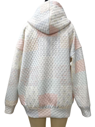 Blue Cottagecore Patchwork Quilted Hoodie