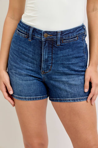 Judy Blue High Waist Medium Wash Tummy Control Slim Fit Shorts