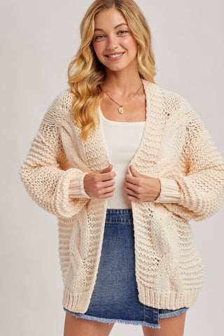 Chunky Cable Knit Sweater Cardigan