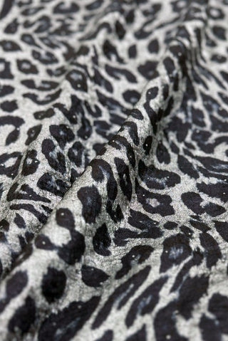 Leopard Metallic Midi Skirt – Silver and Black Satin Finish