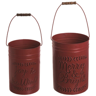 Merry & Bright Holiday Metal Bucket Set