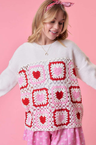 Heart Crochet Valentine Sweater