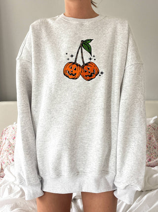 Pumpkin Cherries Embroidered Crewneck Sweatshirt – Sunkissed Coconut