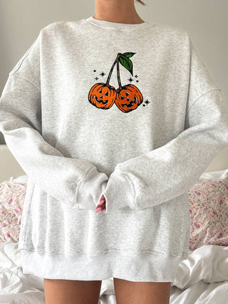 Pumpkin Cherries Embroidered Crewneck Sweatshirt – Sunkissed Coconut