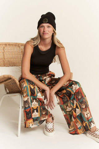 Cat Week Collage Wide Leg Pants