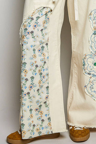 Floral Patchwork Wide-Leg Pants
