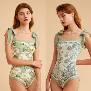 Visual Mood Violet Tie Shoulder Reversible One Piece Swimsuit