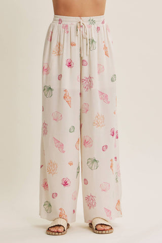 Seashell Wide-Leg Drawstring Pants