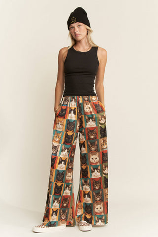 Cat Week Collage Wide Leg Pants