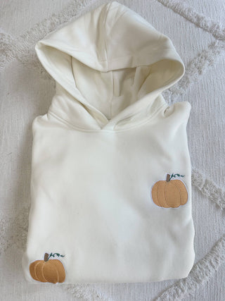 Mini Pumpkins Embroidered Hoodie – Cream Oversized Fit | Sunkissed Coconut