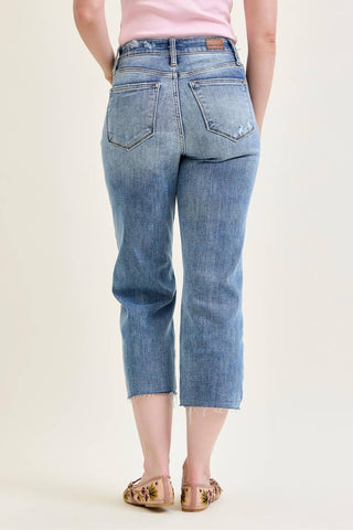 Judy Blue HW Destroy Crop Wide Leg Jeans – Light Wash