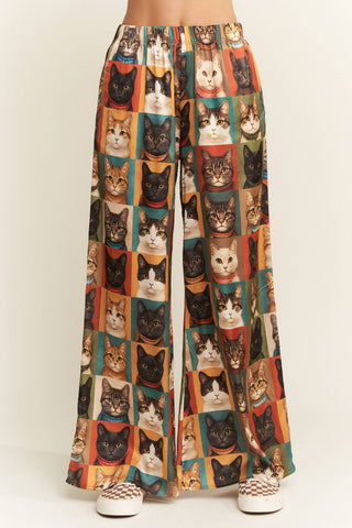 Cat Week Collage Wide Leg Pants