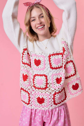 Heart Crochet Valentine Sweater