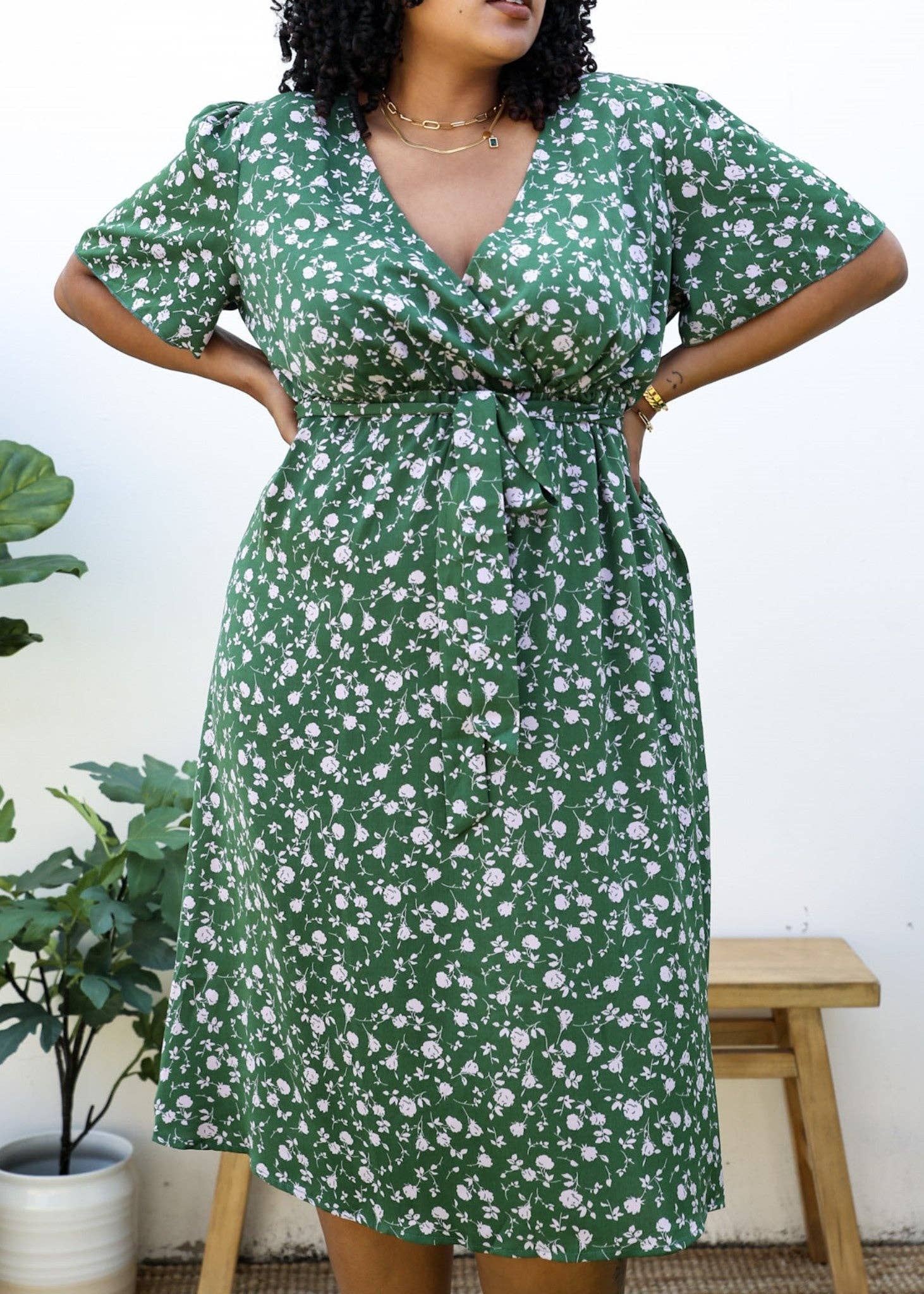 Plus Size Green Maxi Dress with Pink Floral Print Best You Boutique LLC Plus Size Green Maxi Dress with Pink Floral Print Best You Boutique LLC
