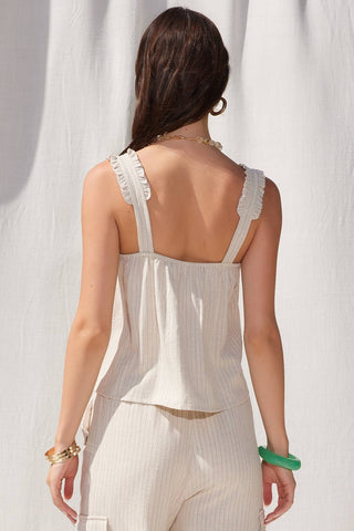 Effortless Stripe Ruffle Trim Tank