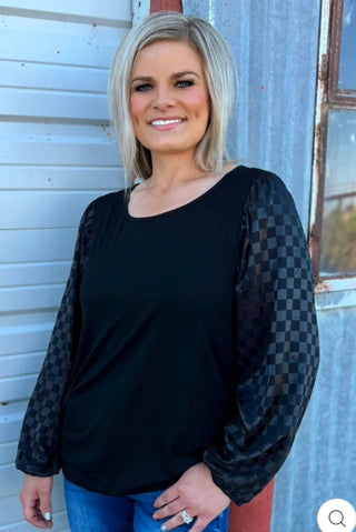 Sterling Kreek Friday Night Check Long Sleeve Top