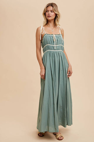 In Loom Contrast Trim Maxi Dress