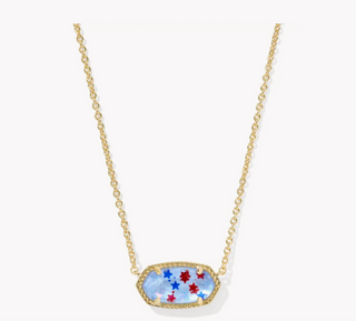 Kendra Scott Elisa Short Gold Red White And Blue Illusion Pendant Necklace