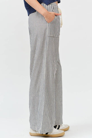 Harbor Stripe Drawstring Wide Leg Pants