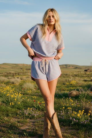 Stripe Half-Zip Pullover