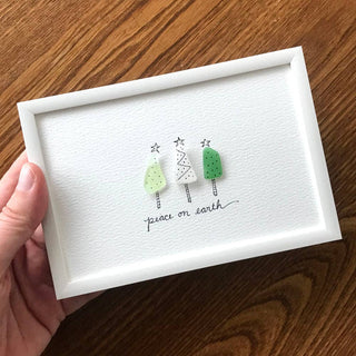 Sook & Hook - Christmas Trees Sea Glass Art: Joy to the World
