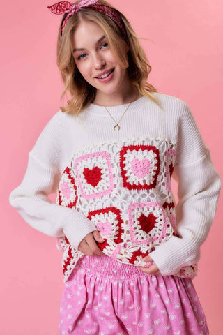 Heart Crochet Valentine Sweater