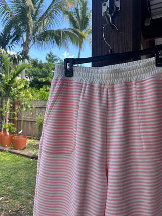 Pink Stripe Wide‑Leg Lounge Pants – Sunkissed Coconut