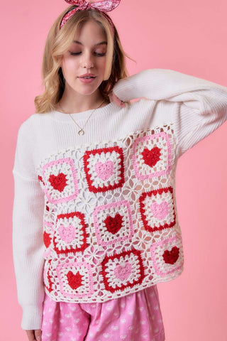 Heart Crochet Valentine Sweater