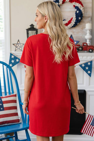 patriotic t shirt dress Star Print T-shirt Dress Navy Patriotic