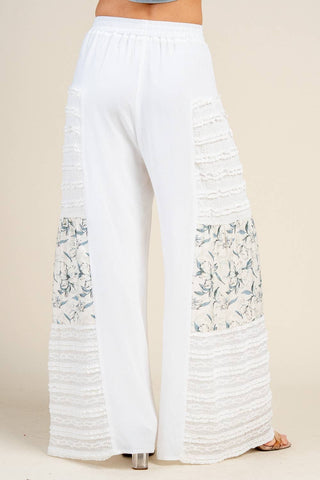 White Bloom Lace Palazzo Pants