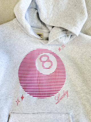 Sunkissed Coconut Pearl Grey Lucky You 8 Ball Embroider Hoodie