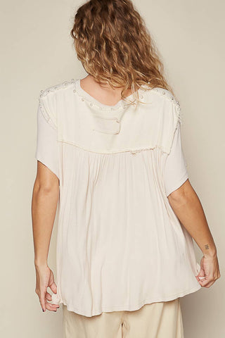 Pol Oversized Pearl Detail Top