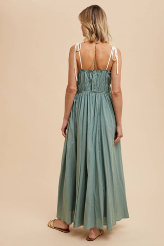 Contrast Trim Maxi Dress EUCALYPTUS / S Contrast Trim Maxi Dress EUCALYPTUS / S
