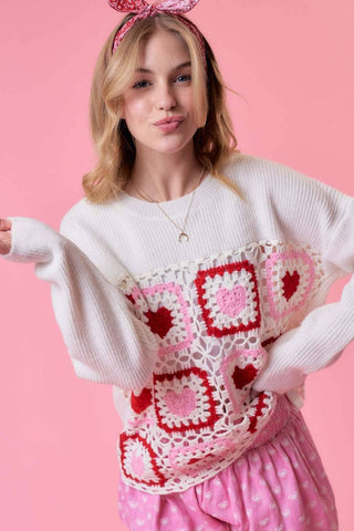 Heart Crochet Valentine Sweater