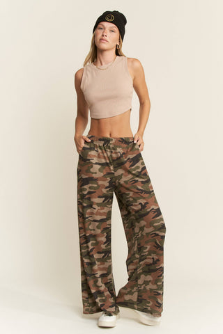JADE BY JANE - ARMY CAMO WIDE LEG PANTS: CAMOUFLAGE / S