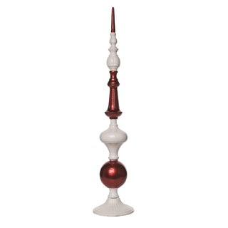 Red & White Finial Metal Porch Décor