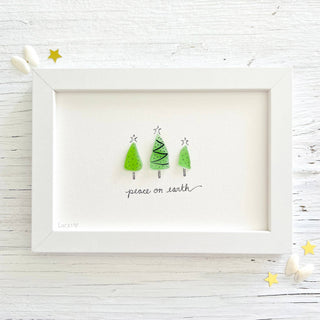 Sook & Hook - Christmas Trees Sea Glass Art: Joy to the World