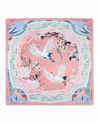 Oh My Mahjong Heron Mahjong Mat – Pink Crane & Floral Design